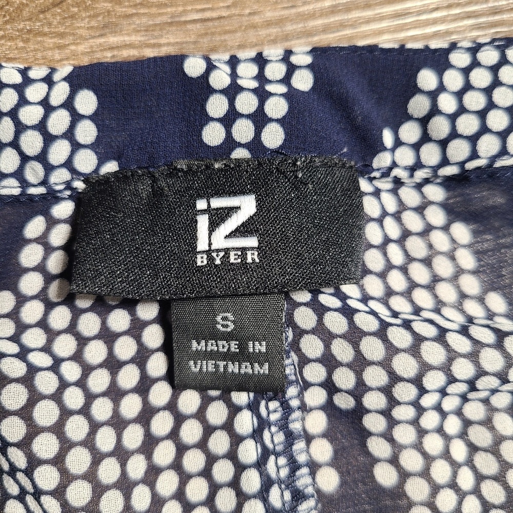 iZ Byer S Boho Smocked Blouse & Cami Set Navy‎ Chevron Dot Print Cold Shoulder - Picture 6 of 16